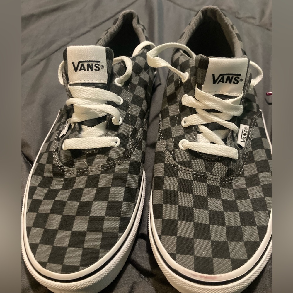 Kids black and grey checkered vans